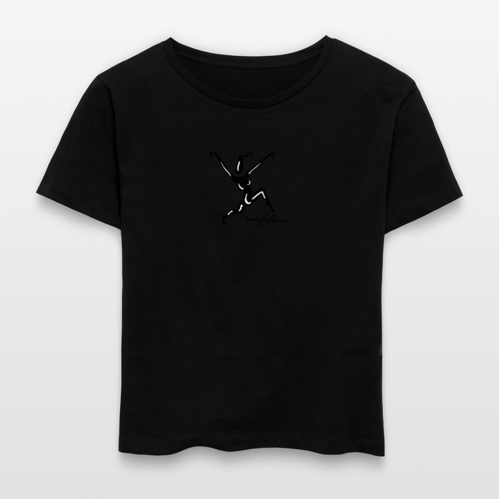 Relaxed Rundhals Frauen Bio-T-Shirt mit TUSCHEWEIBCHEN PRINT - Schwarz