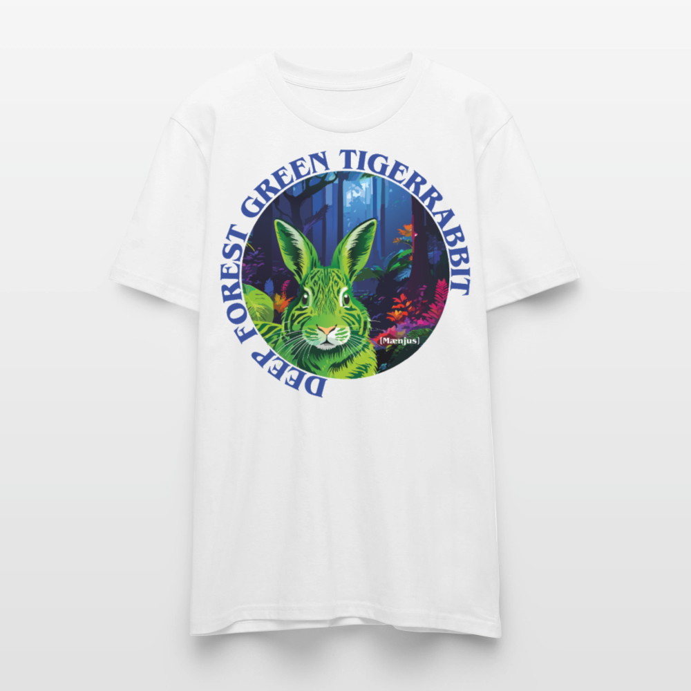 Unisex T-Shirt mit DEEP FOREST GREEN TIGERRABBIT PRINT Vorderseite - Weiß
