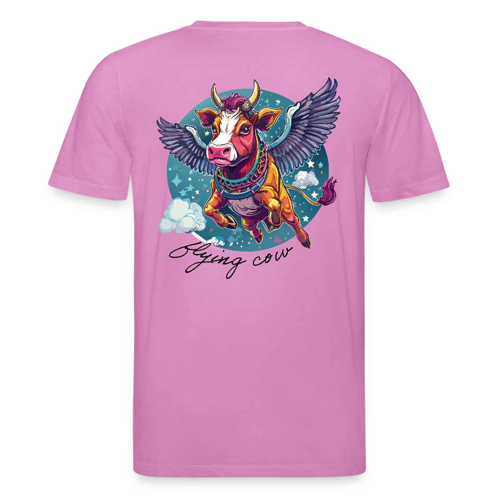 Unisex Bio-T-Shirt mit Flying Cow Print Rückseite - Pink