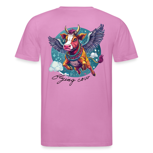 Unisex Bio-T-Shirt mit Flying Cow Print Rückseite - Pink