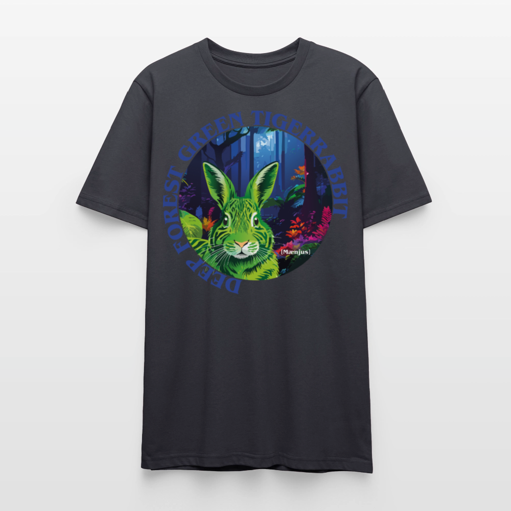 Unisex T-Shirt mit DEEP FOREST GREEN TIGERRABBIT PRINT Vorderseite - Dunkles Graublau