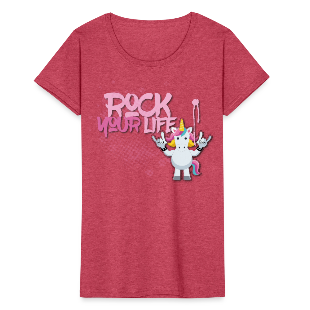 Frauen-T-Shirt mit ROCK YOUR LIFE PRINT - Rot meliert