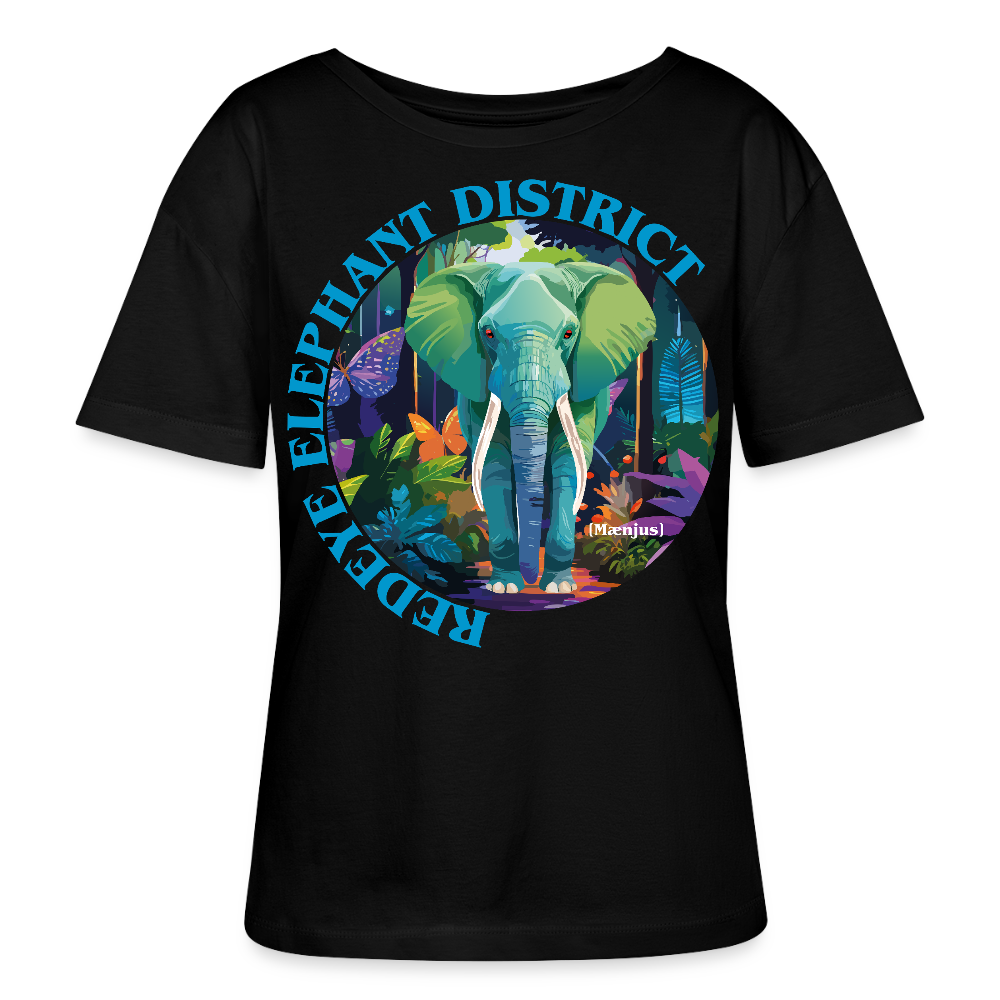 Frauen T-Shirt mit REDEYE ELEPHANT DISTRICT PRINT Vorderseite - Schwarz