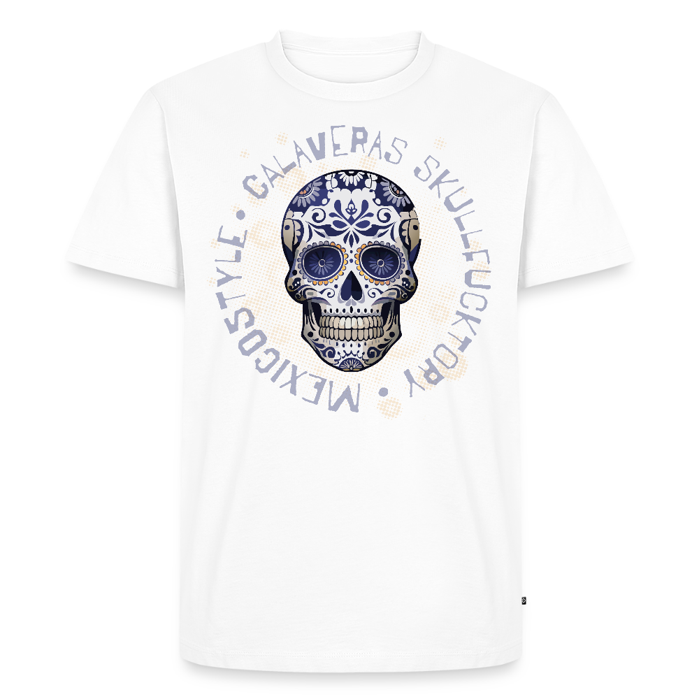 Männer Premium T-Shirt mit CALAVERAS SKULL PRINT - Weiß