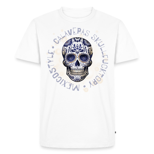 Männer Premium T-Shirt mit CALAVERAS SKULL PRINT - Weiß