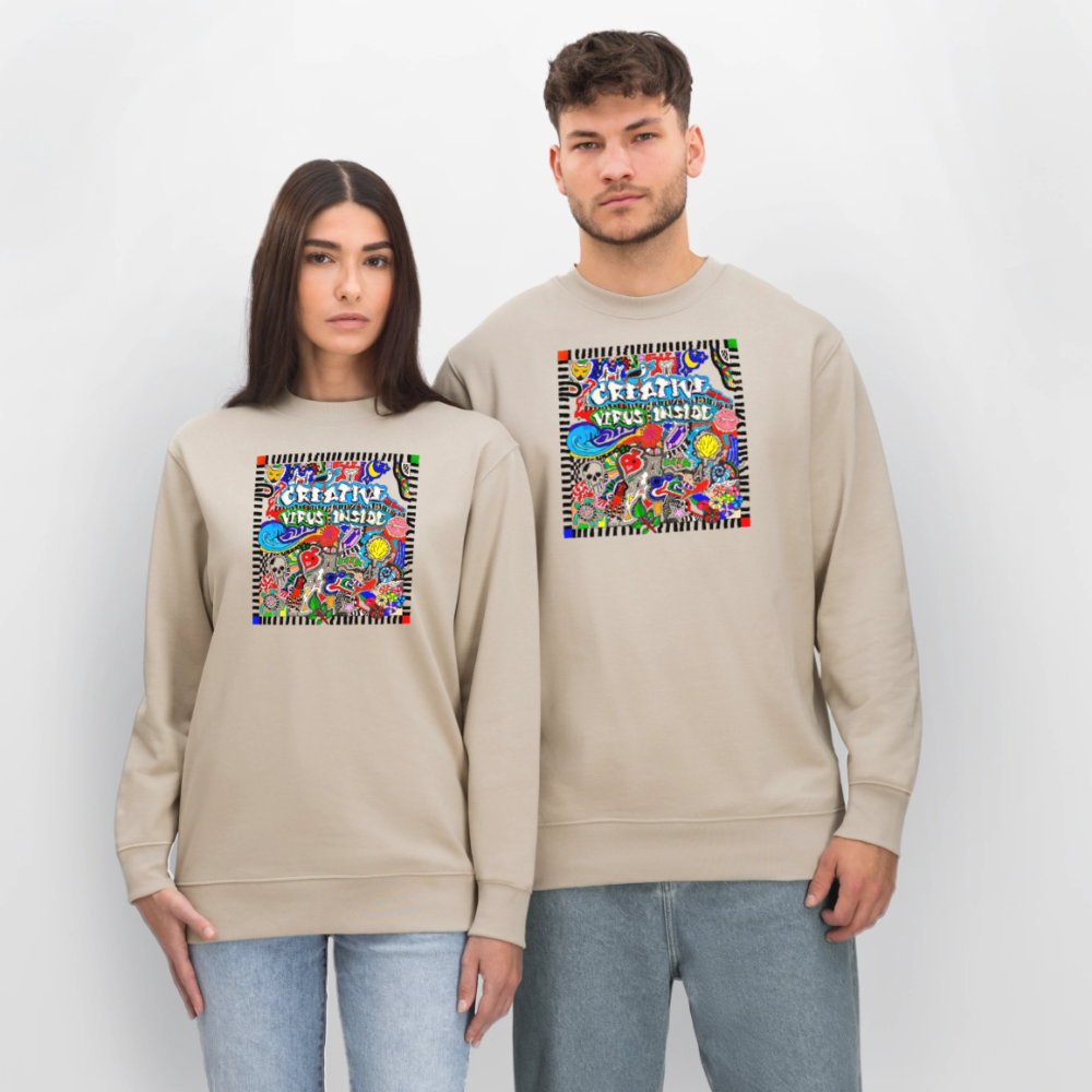 Unisex Bio-Sweatshirt mit CREATIVE VIRUS INSIDE PRINT - Beige