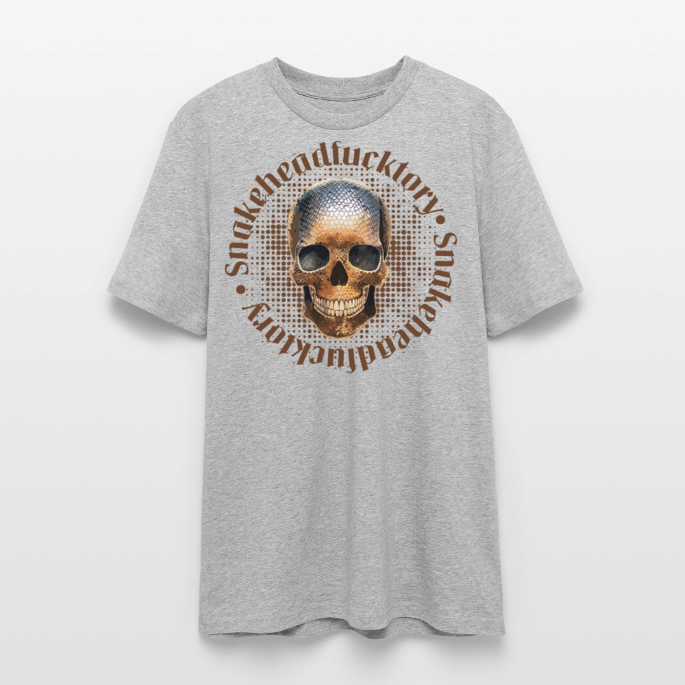 Unisex Bio-T-Shirt mit SNAKEHEAD SKULL PRINT Vorderseite - Grau meliert