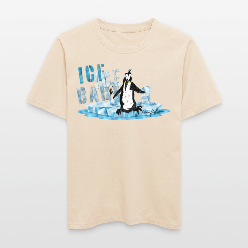 Unisex Bio-T-Shirt mit ICE ICE BABY PINGUIN PRINT - Weißgrau