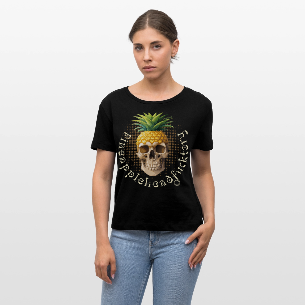 Frauen T-Shirt mit PINEAPPLE SKULL PRINT - Schwarz