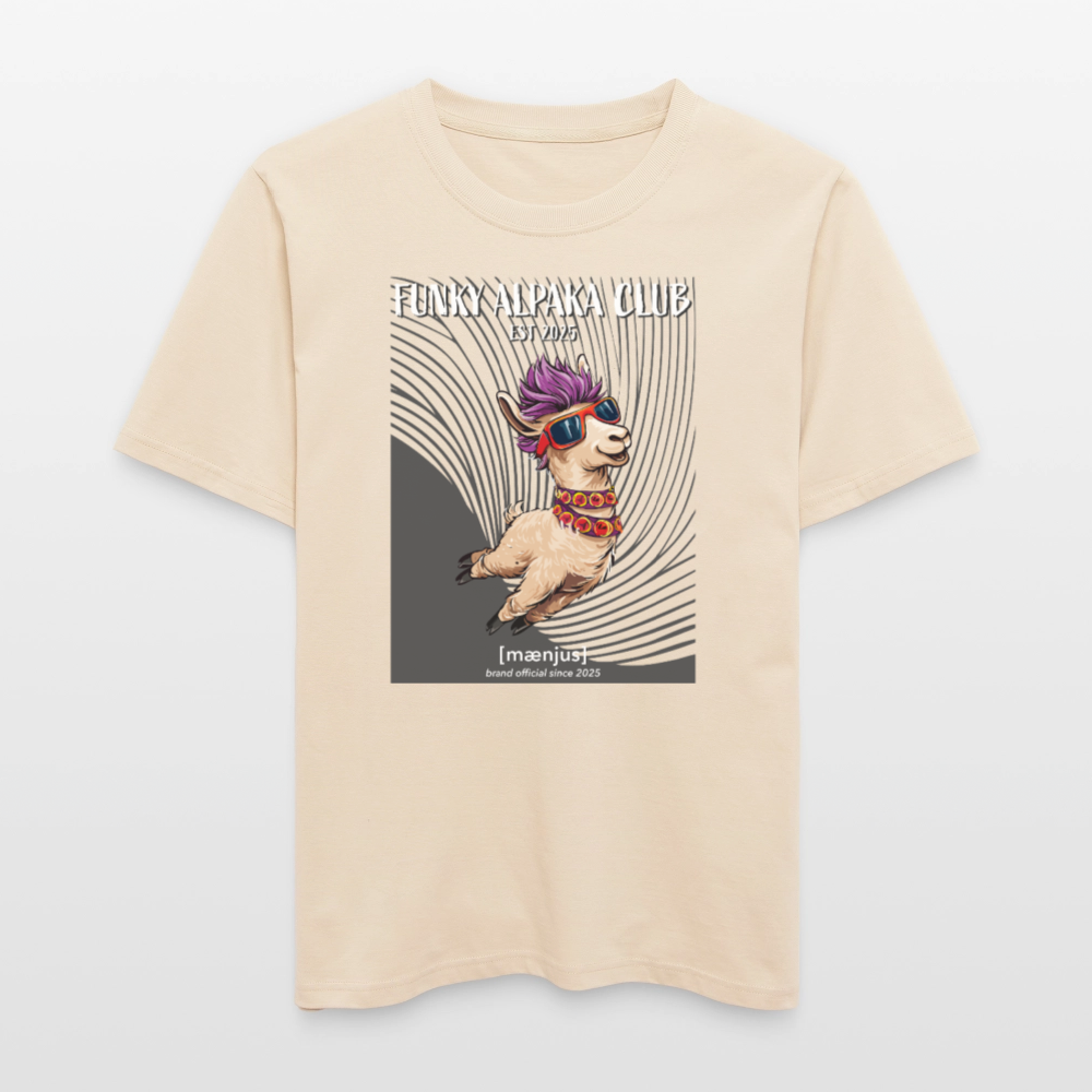 Unisex Bio-T-Shirt mit FUNKY ALPAKA CLUB PRINT Vorderseite - Weißgrau