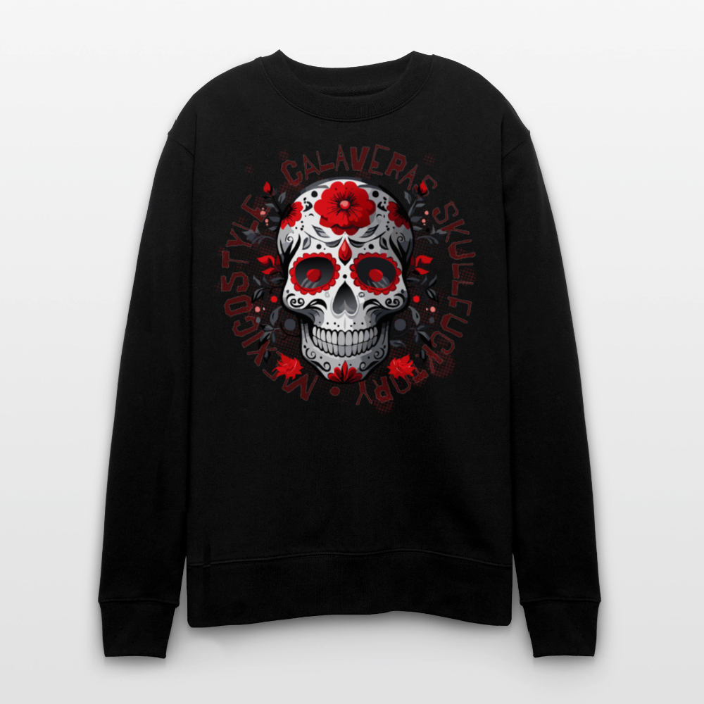 Unisex Bio-Sweatshirt mit CALAVERAS SKULL PRINT - Schwarz