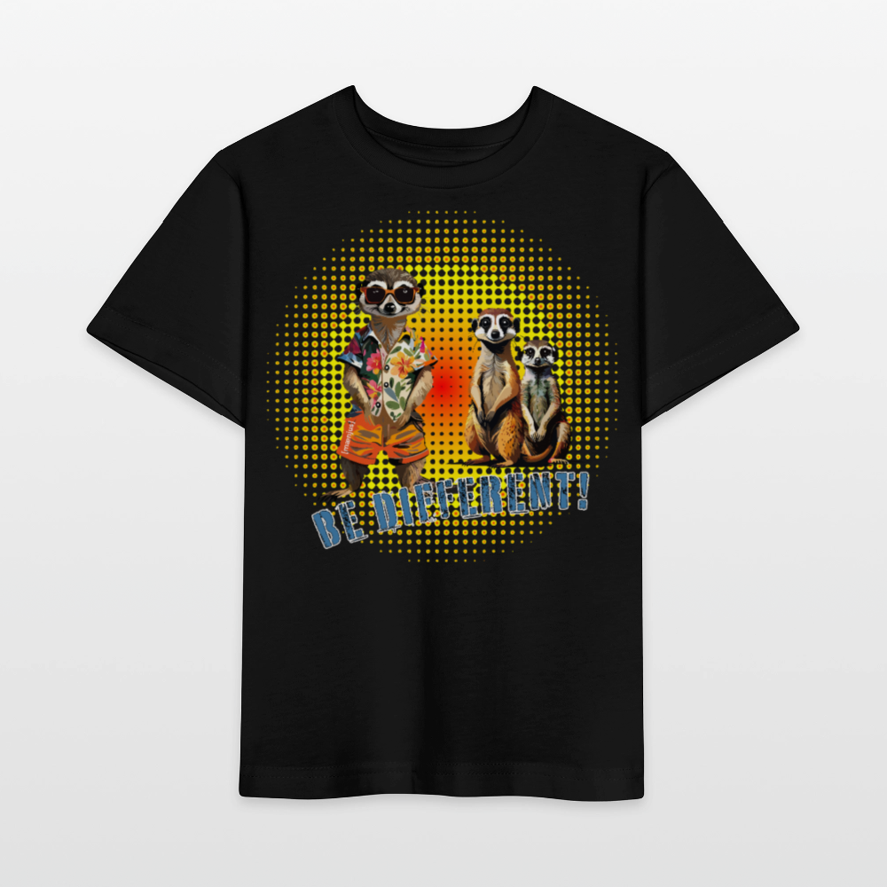 MNJS KIDS Bio T-Shirt mit BE DIFFERENT PRINT - Schwarz