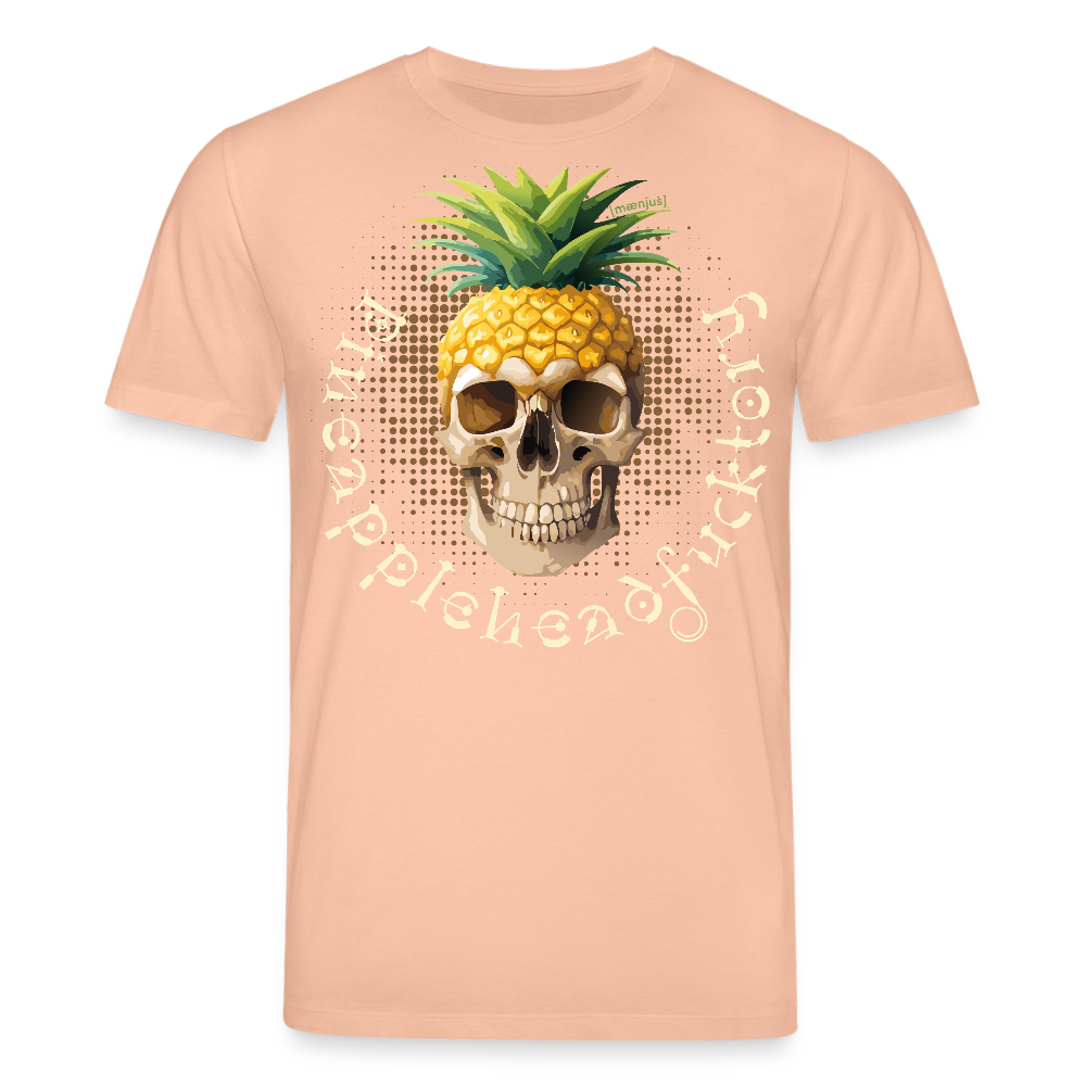 Unisex Bio-T-Shirt mit PINEAPPLE SKULL PRINT Vorderseite - Pfirsich