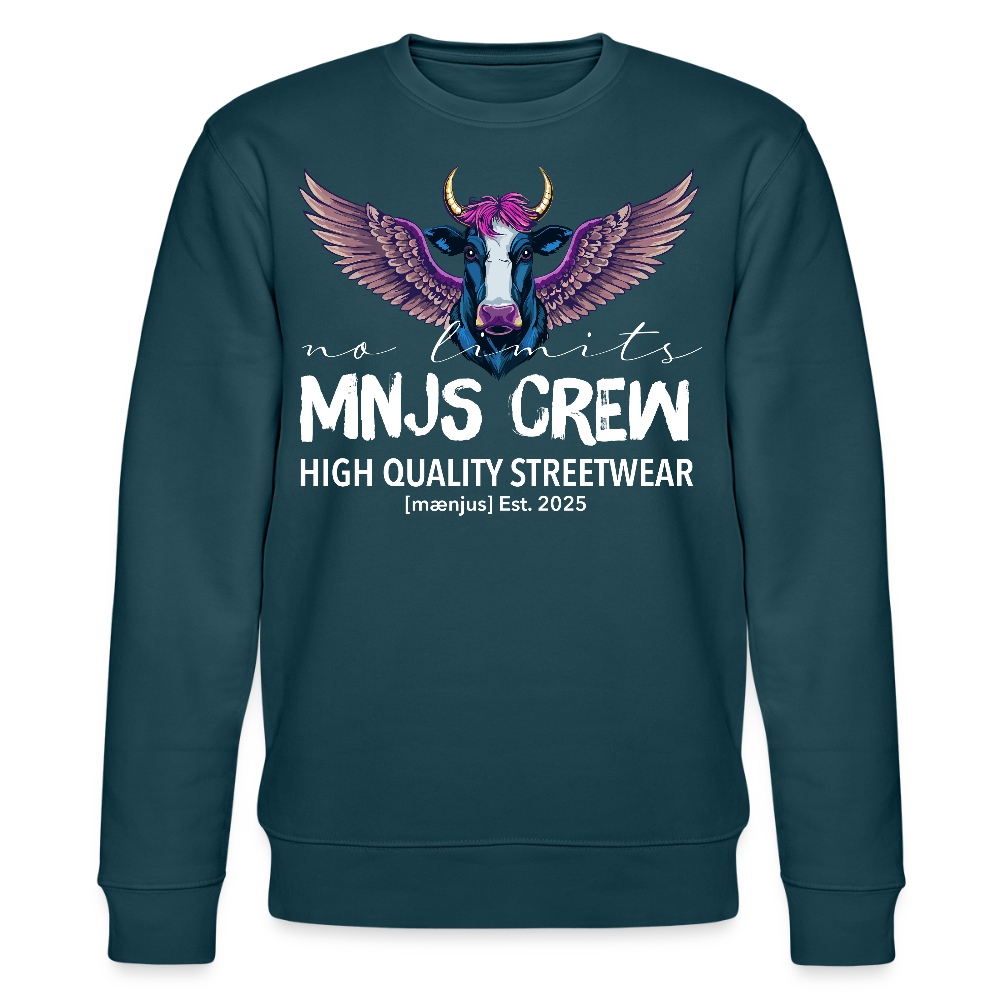 Unisex Bio-Sweatshirt mit MNJS CREW no limits PRINT - Dunkles Petrol