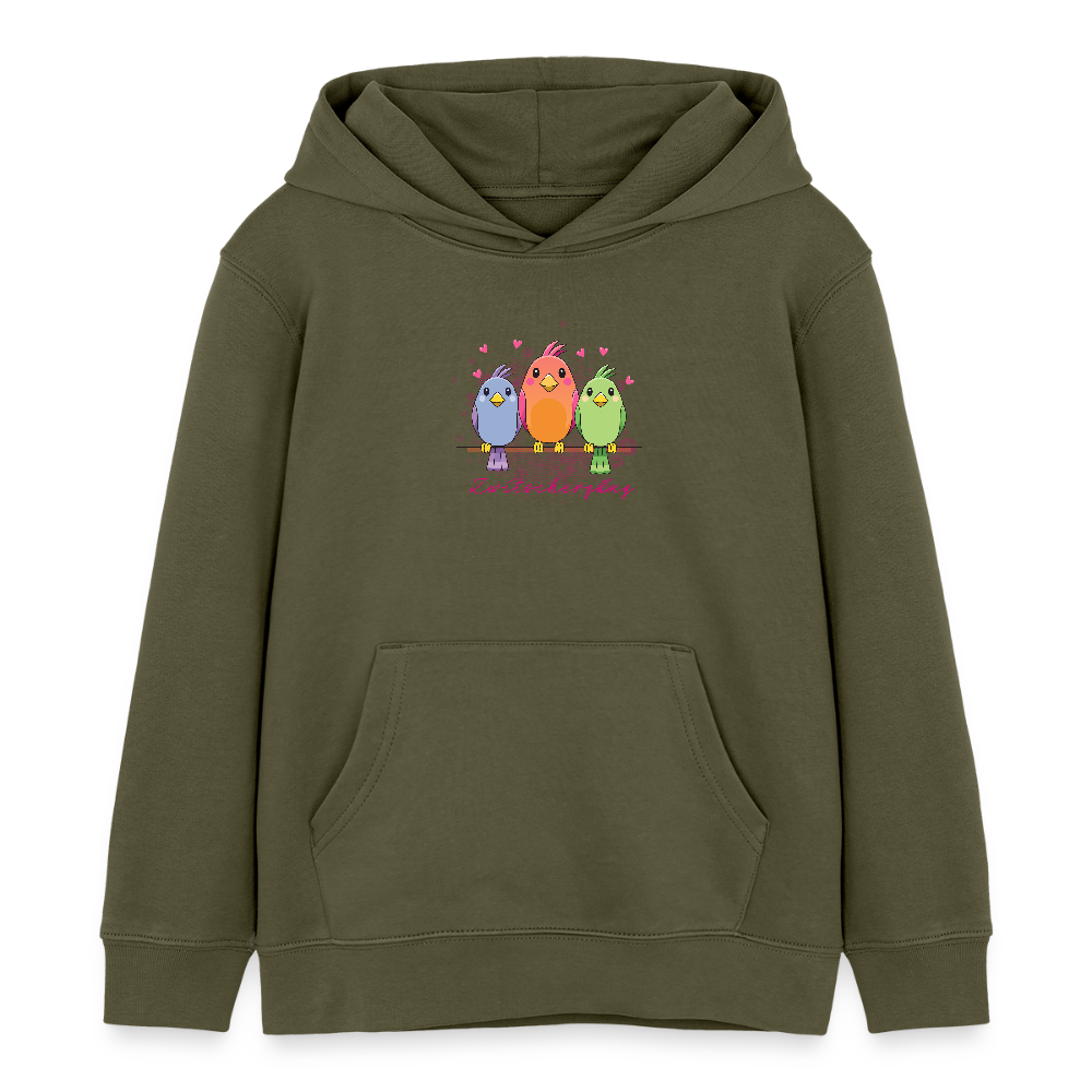 MNJS KIDS Bio-Hoodie mit ZWITSCHERGÄNG PRINT - Khaki