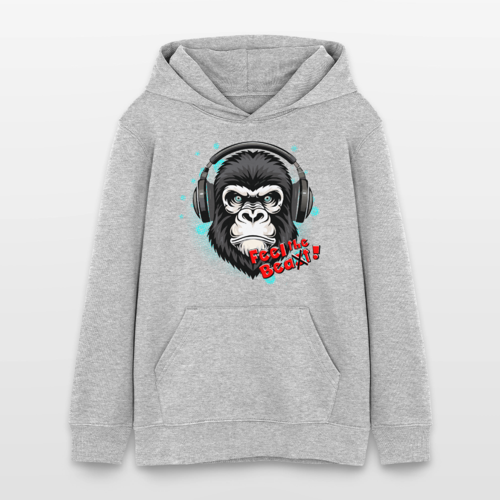 MNJS TEENS Bio-Hoodie mit FEEL THE BEA(S)T PRINT - Grau meliert