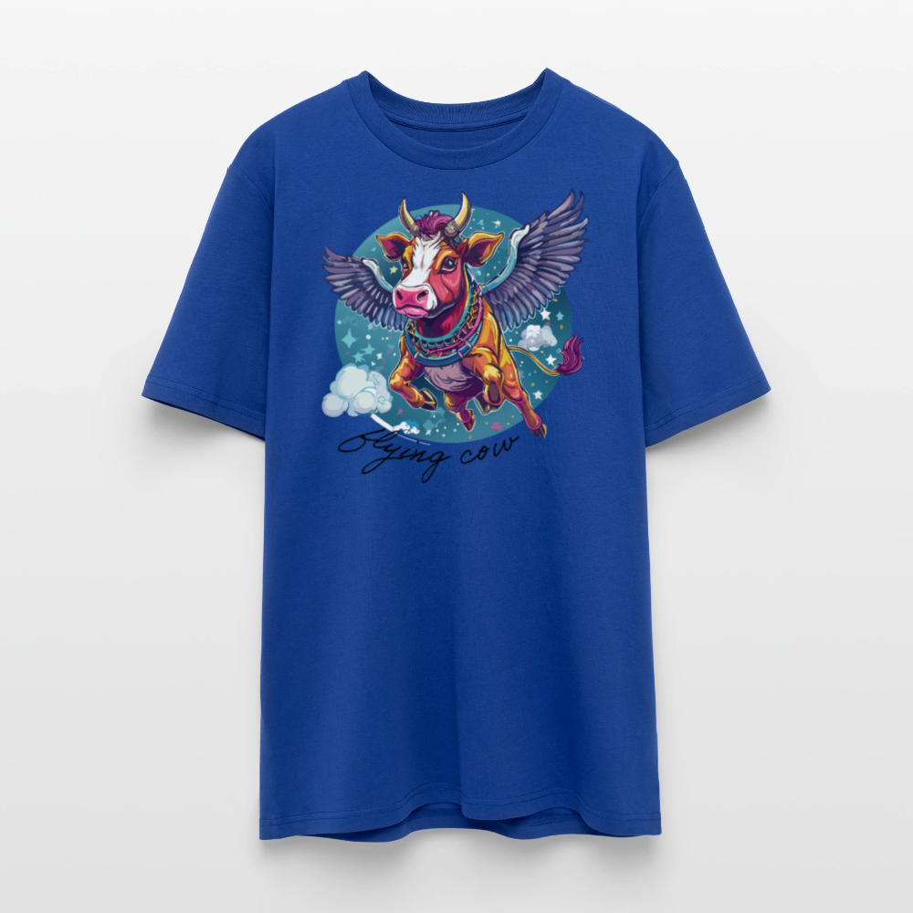 Unisex Bio-T-Shirt mit Flying Cow Print Vorderseite - Dunkelblau