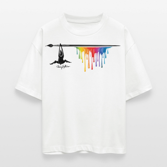 Frauen Boxy Bio-T-Shirt mit MÄNNLE PRINT - Weiß