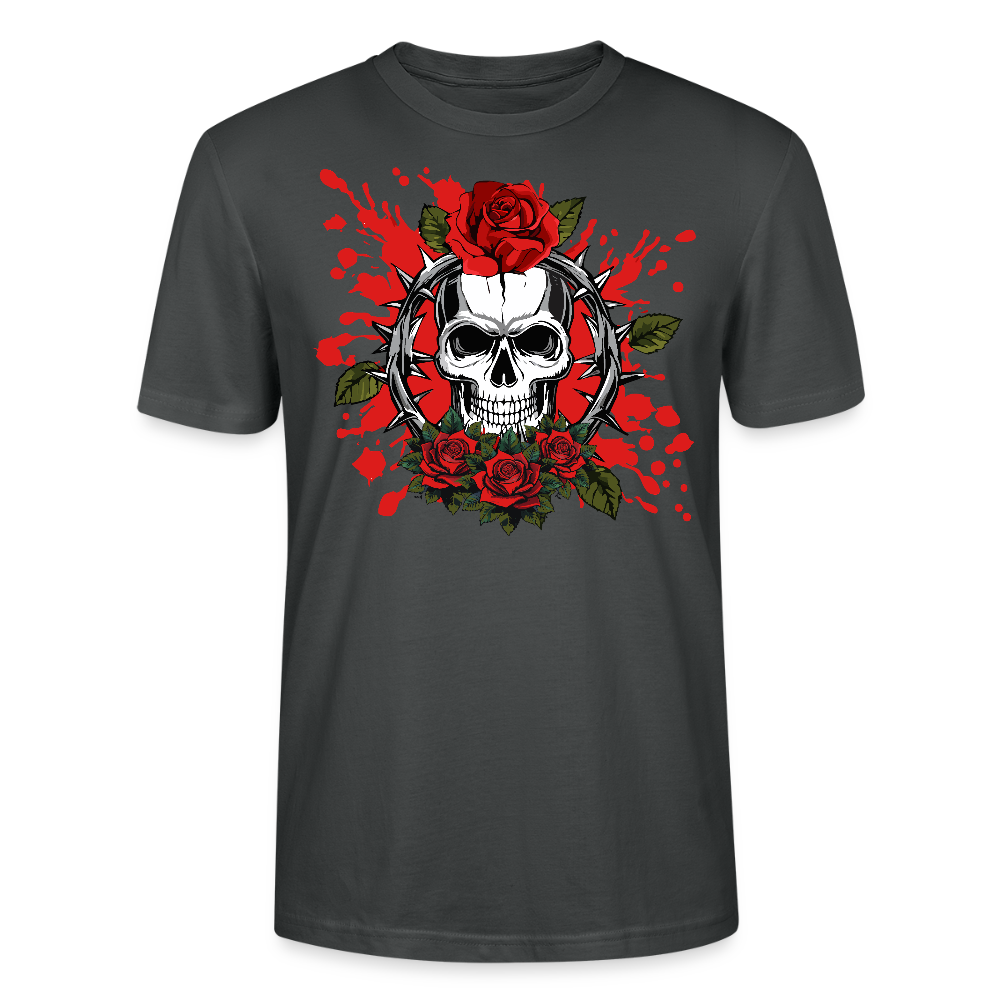 Unisex T-Shirt mit ROSEN SKULL PRINT Vorderseite - Anthrazit