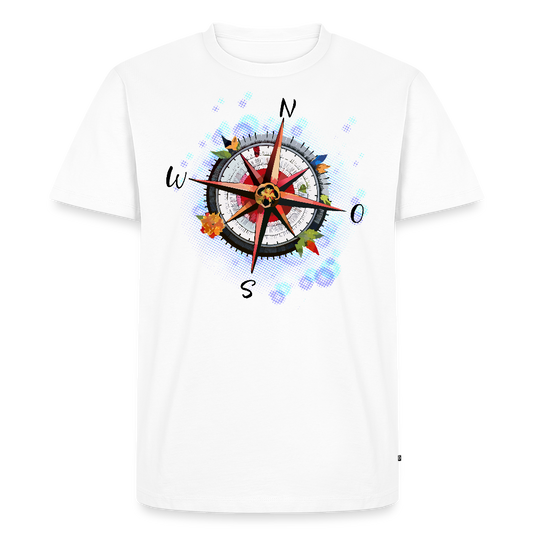 Männer Premium T-Shirt mit WINDROSE PRINT - Weiß