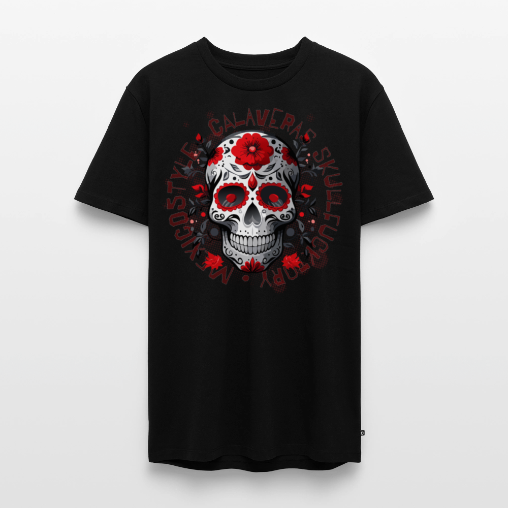 Männer Premium T-Shirt mit CALAVERAS SKULL PRINT - Schwarz