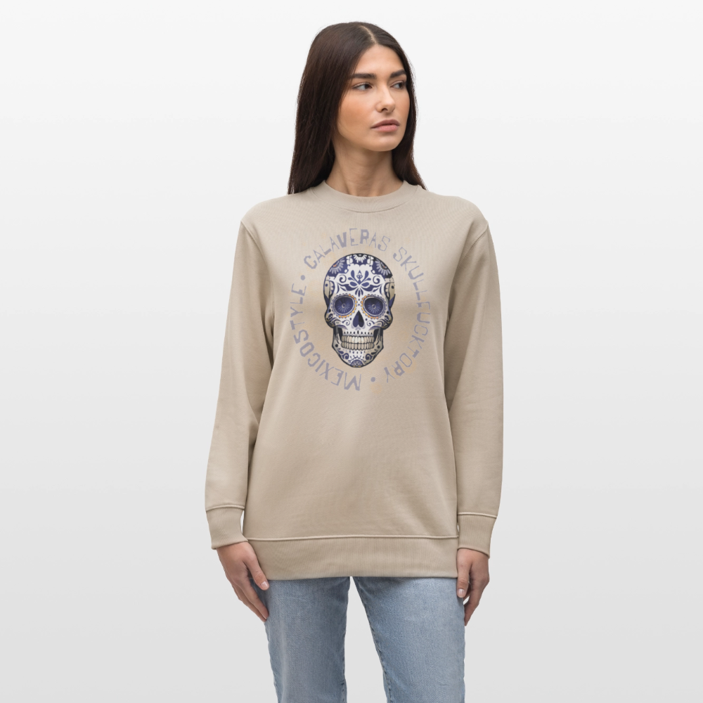 Unisex Bio-Sweatshirt mit CALAVERAS SKULL PRINT - Beige
