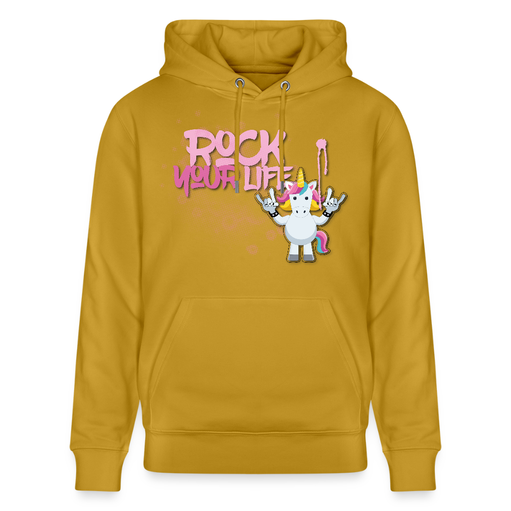 Unisex Hoodie mit ROCK YOUR LIFE PRINT - Ocker