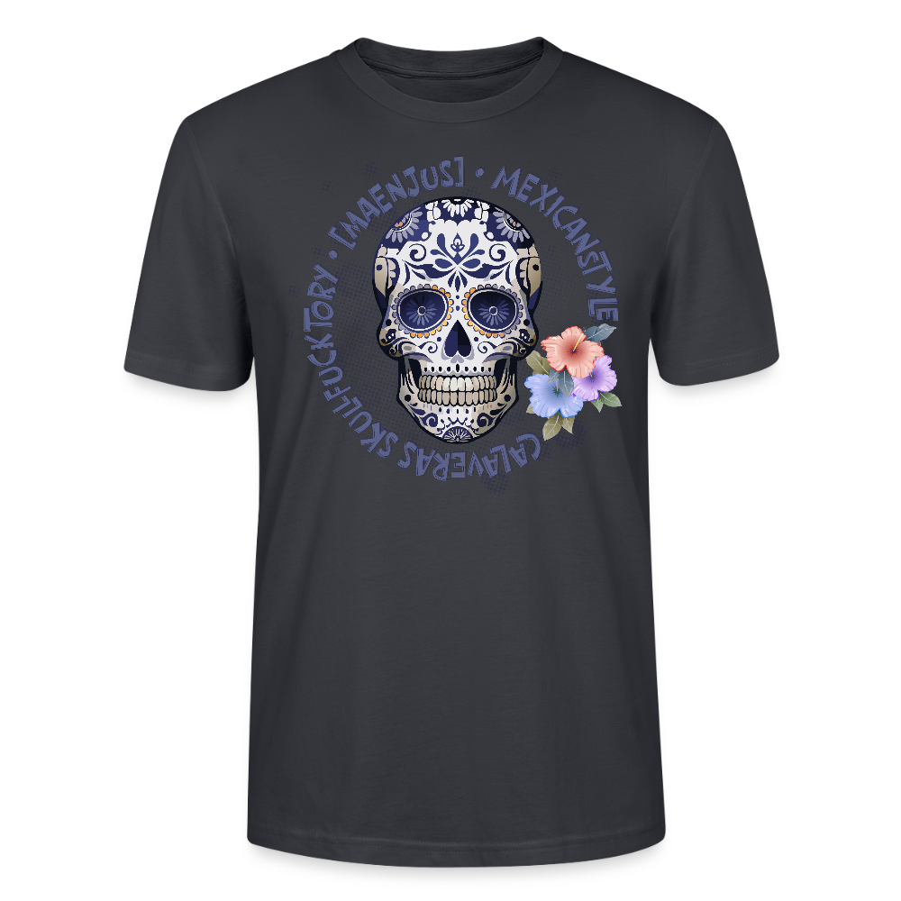 Unisex T-Shirt mit MAENJUS MEXICANSTYLE PRINT Vorderseite - Dunkles Graublau