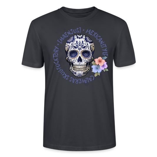 Unisex T-Shirt mit MAENJUS MEXICANSTYLE PRINT Vorderseite - Dunkles Graublau