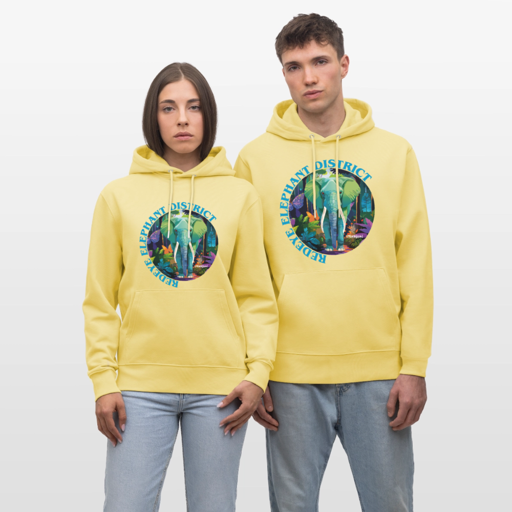 Unisex Bio-Hoodie mit REDEYE ELEPHANT DISTRICT PRINT - Gelb Viva