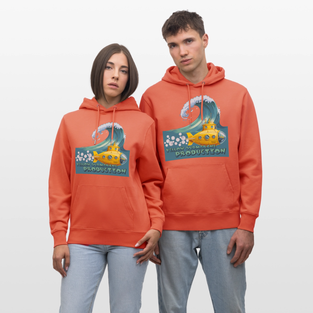 Unisex Bio-Hoodie mit YELLOW SUBMARINE PRODUCTION PRINT - Hellrot