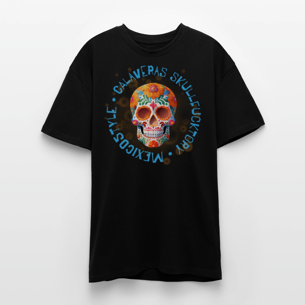 Heavy Oversize T-Shirt mit CALAVERAS SKULL PRINT - Schwarz