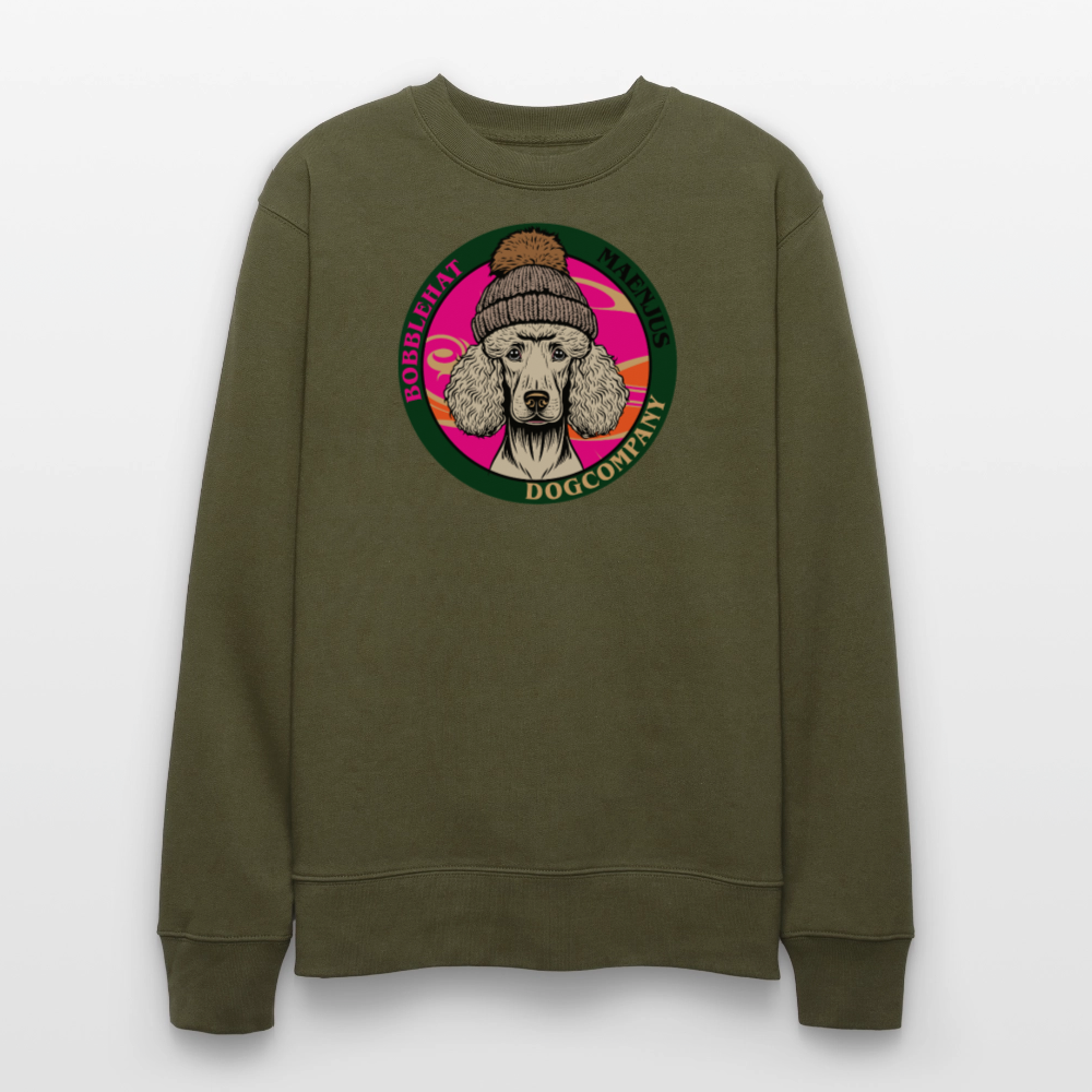 Unisex Bio-Sweatshirt mit BOBBLEHAT DOGCOMPANY PRINT - Khaki