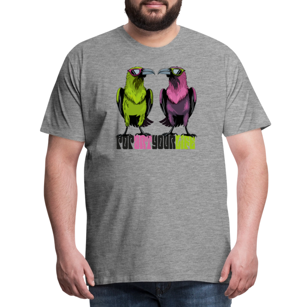 Männer Premium T-Shirt mit POPART YOUR LIFE PRINT - Grau meliert