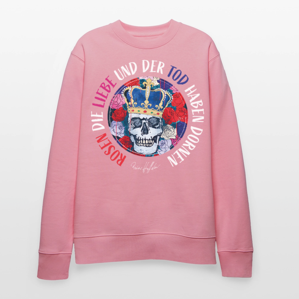 Unisex Bio-Sweatshirt mit ROSEN DIE LIEBE UND DER TOD HABEN DORNEN PRINT - Lila Traum