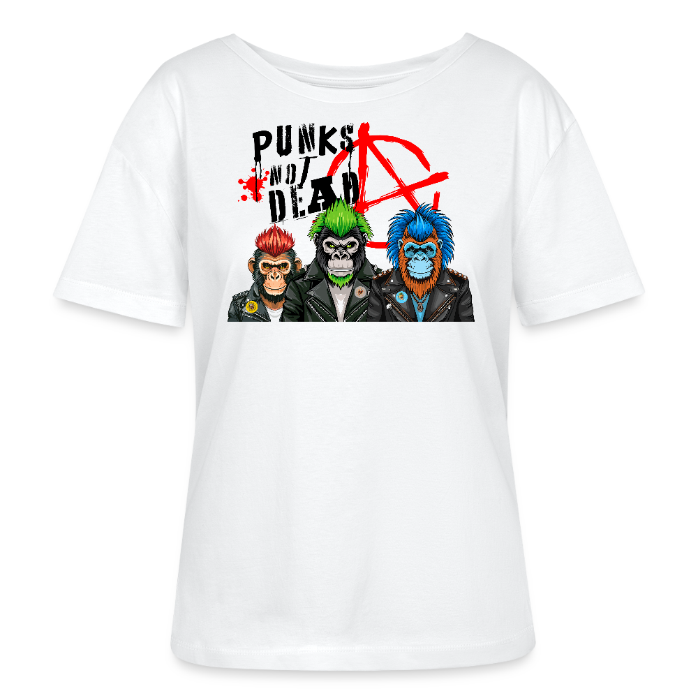 Frauen T-Shirt mit PUNKS NOT DEAD PRINT - Weiß