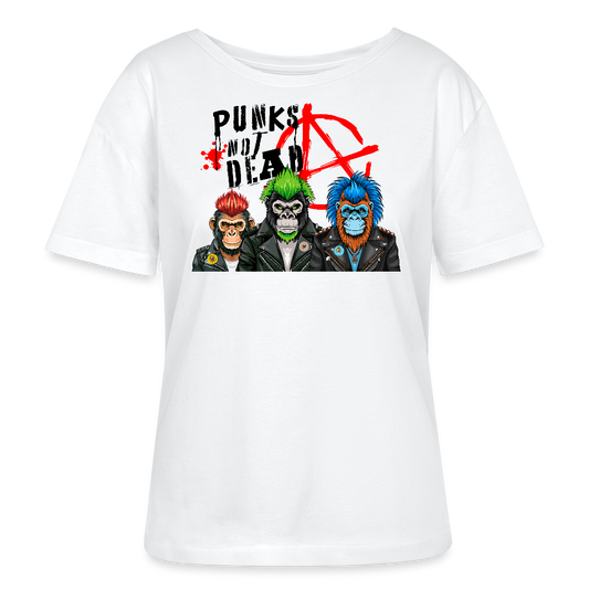 Frauen T-Shirt mit PUNKS NOT DEAD PRINT - Weiß