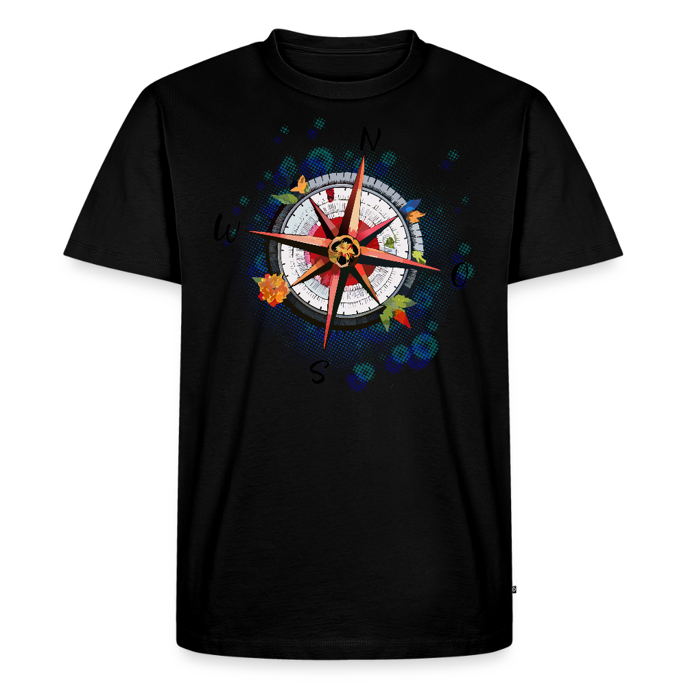 Männer Premium T-Shirt mit WINDROSE PRINT - Schwarz