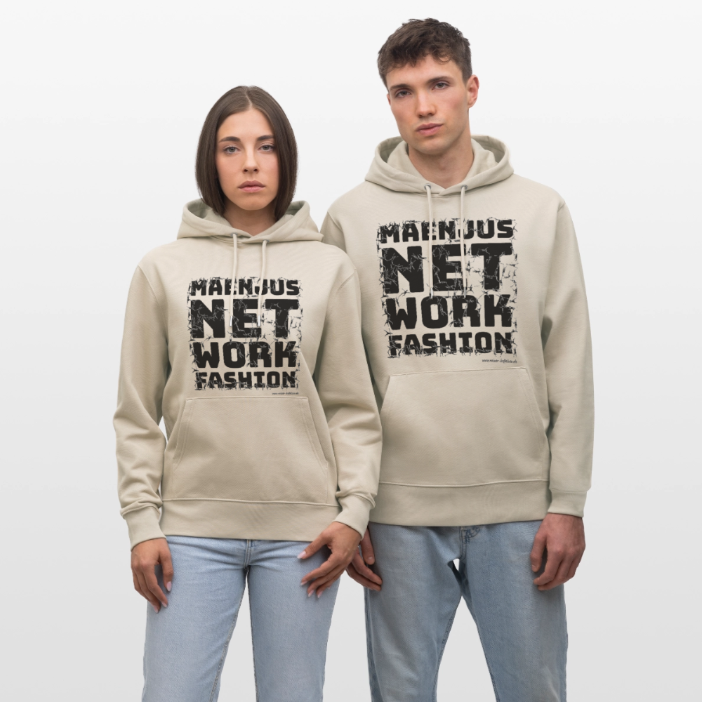 Unisex Bio-Hoodie mit MAENJUS NETWORK FASHION PRINT - Beige