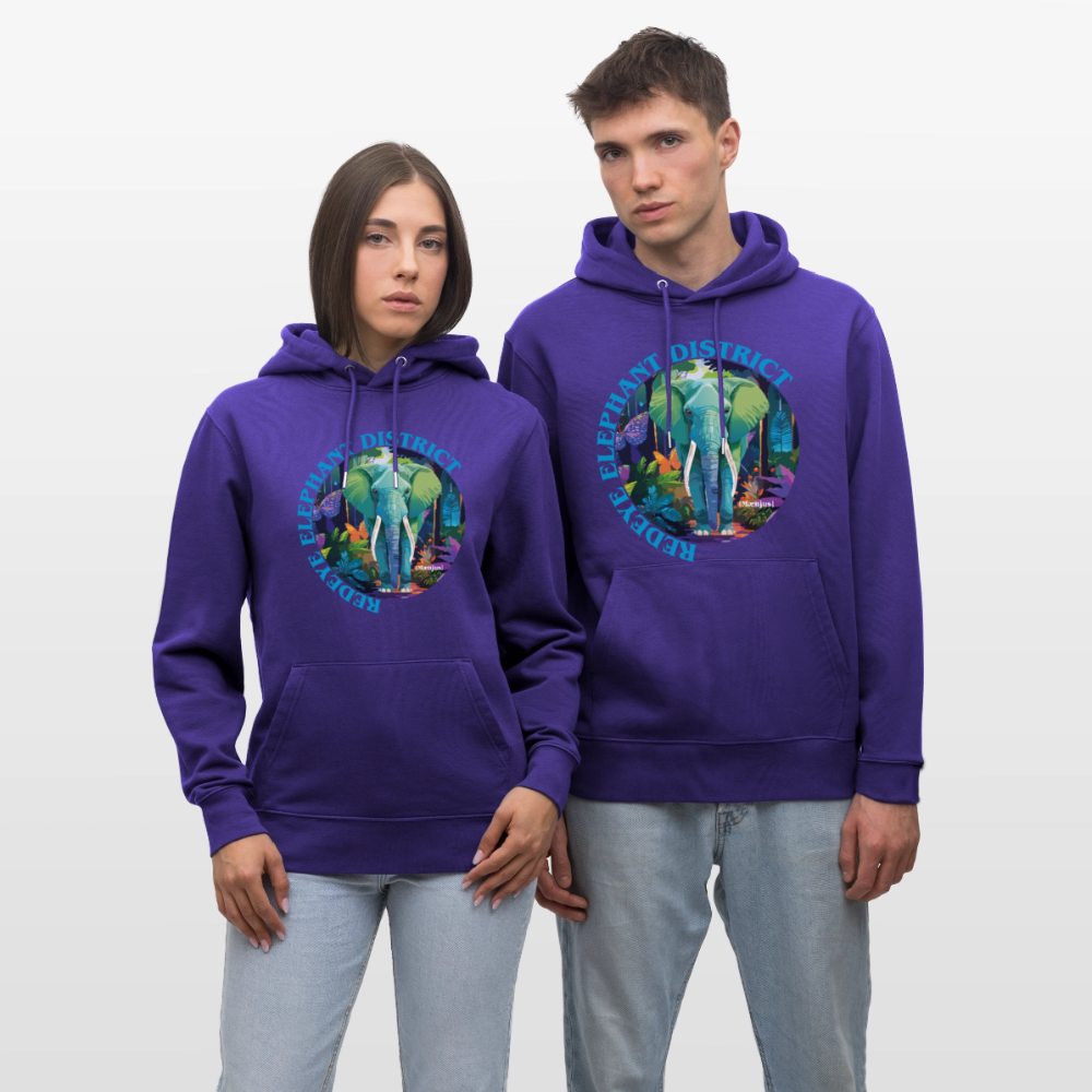 Unisex Bio-Hoodie mit REDEYE ELEPHANT DISTRICT PRINT - Purple Love