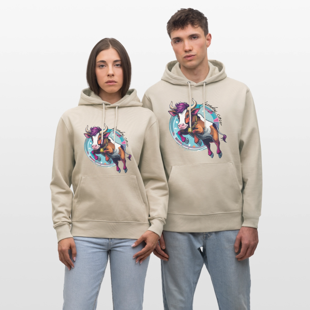 Unisex Hoodie mit FUNKY COW PRINT - Beige