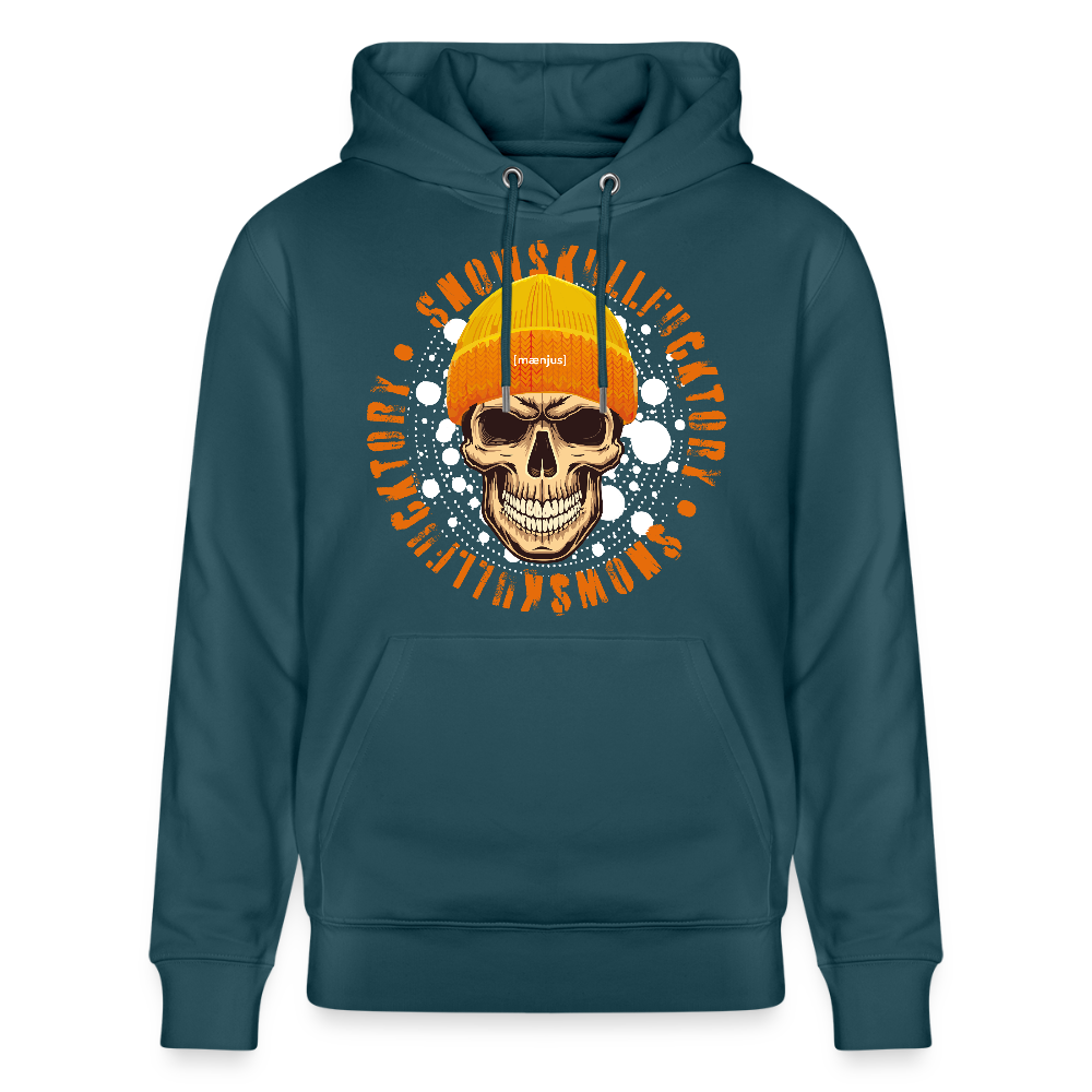 Unisex Bio-Hoodie mit SNOWSKULL FUCKTORY PRINT - Dunkles Petrol