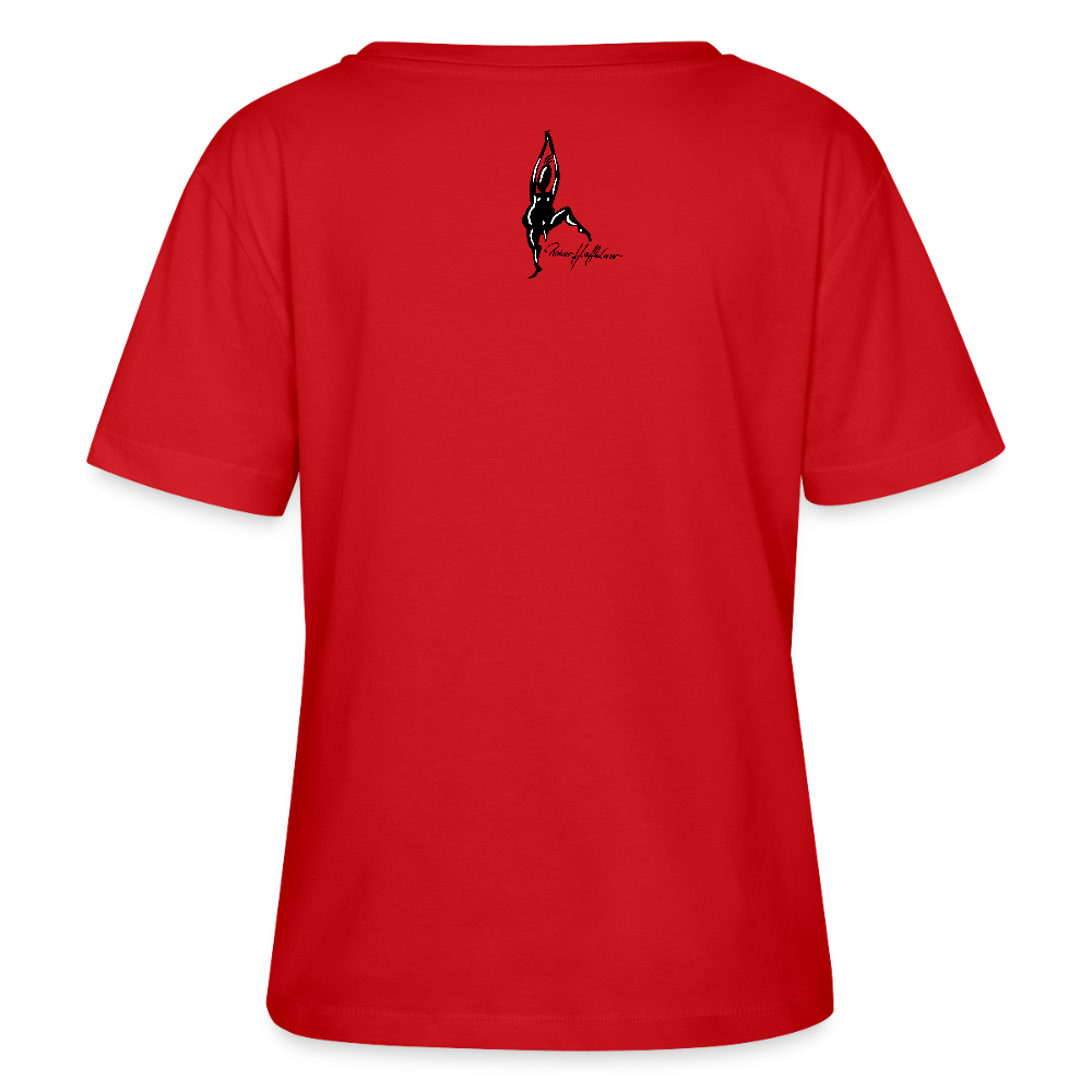 Relaxed Rundhals Frauen Bio-T-Shirt mit DYNAMIC FIELDS PRINT - Rot