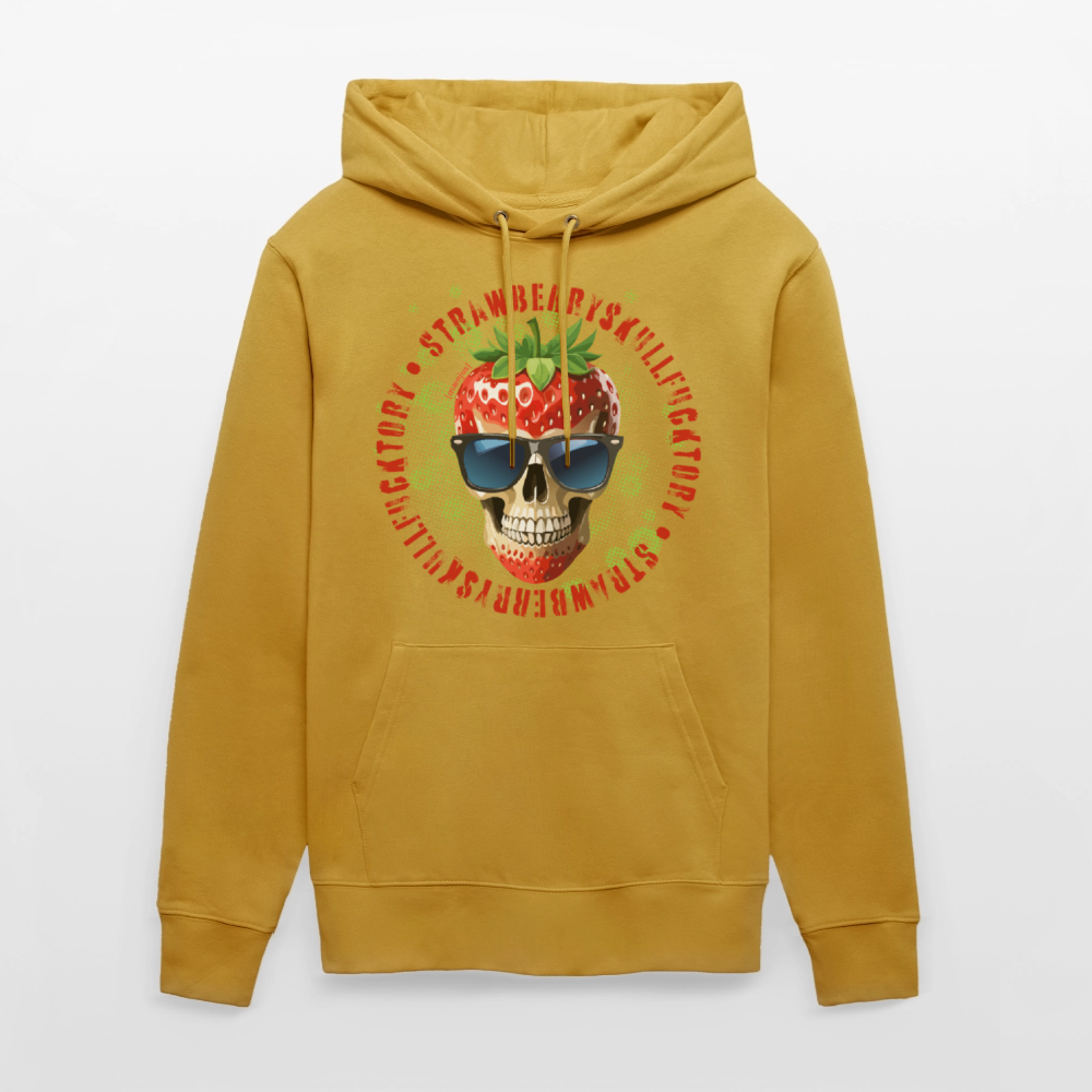 Unisex Hoodie mit STRAWBERRY SKULL PRINT - Ocker