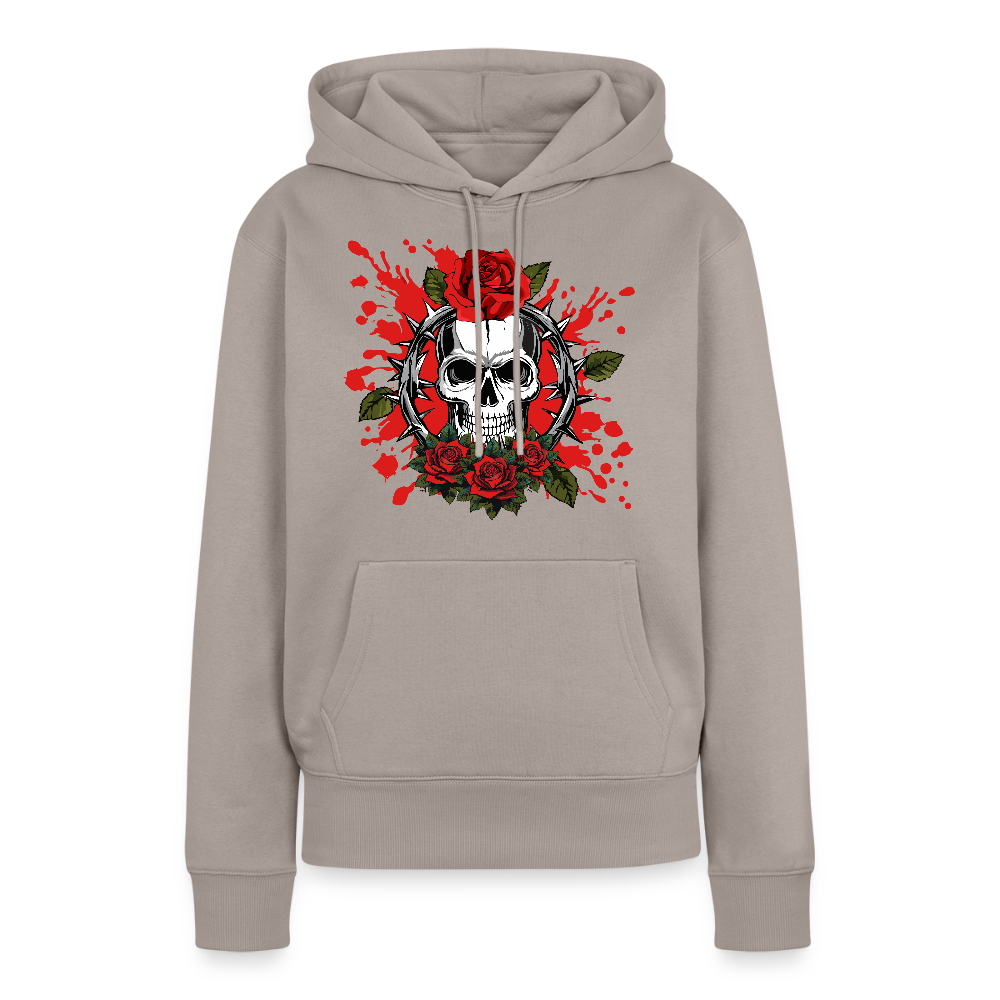 Frauen Premium Hoodie mit ROSEN SKULL PRINT - Taupe