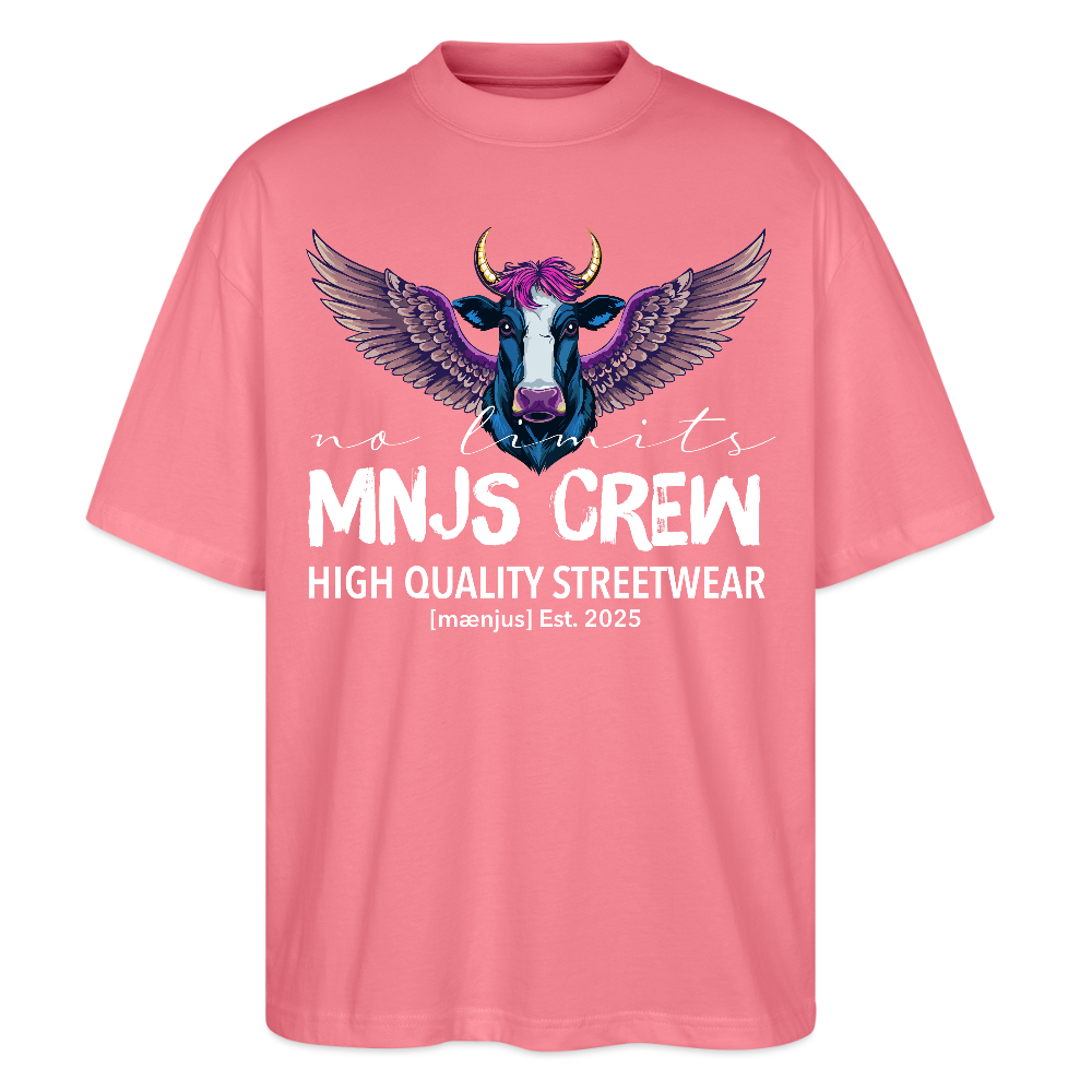 Oversized Unisex Bio T-Shirt mit MNJS CREW no limits PRINT - Pink