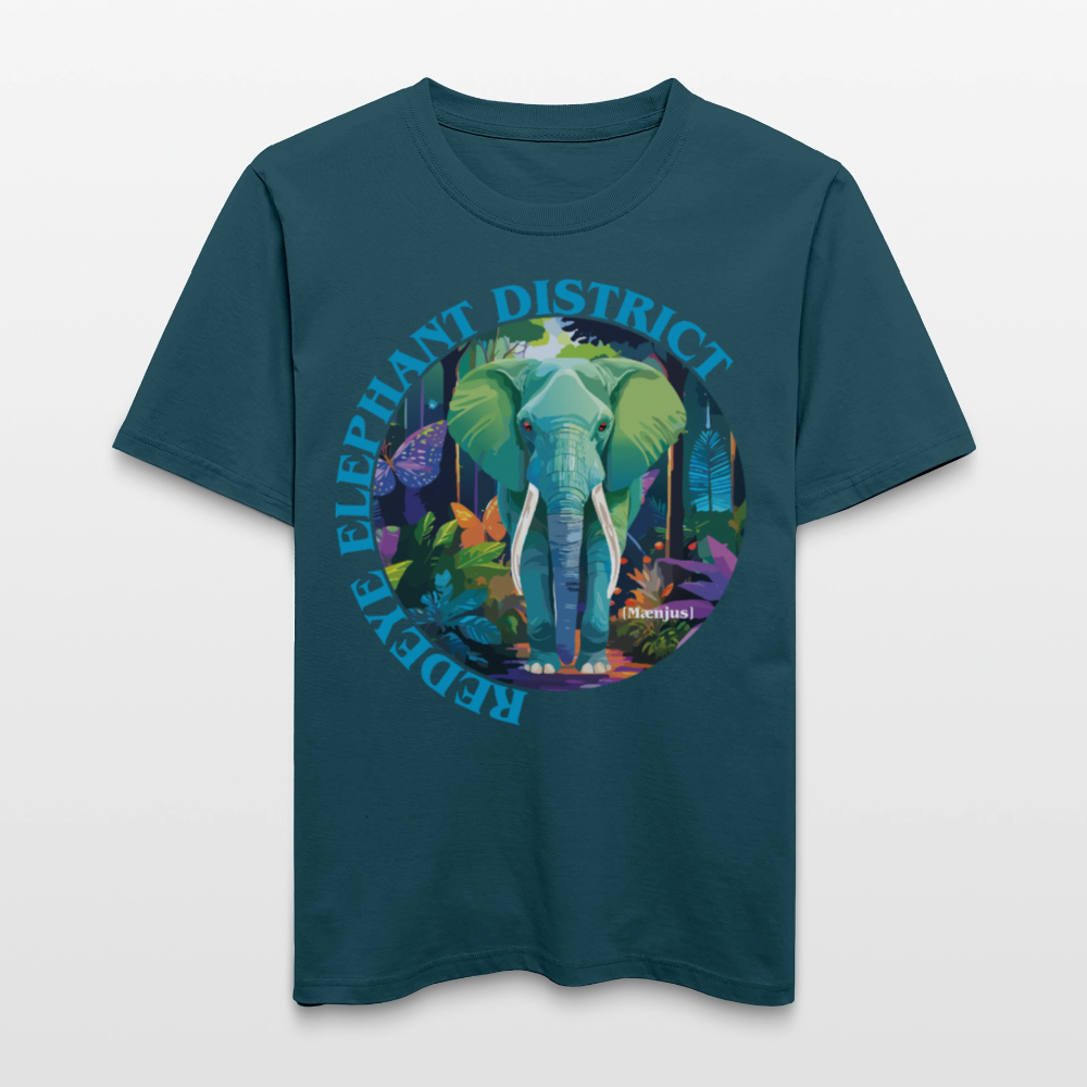 Relaxed Fit Unisex Bio-T-Shirt mit REDEYE ELEPHANT DISTRICT PRINT Vorderseite - Dunkles Petrol