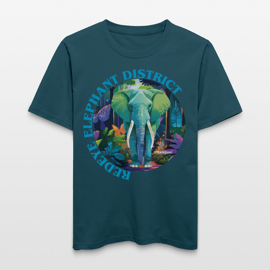 Relaxed Fit Unisex Bio-T-Shirt mit REDEYE ELEPHANT DISTRICT PRINT Vorderseite - Dunkles Petrol