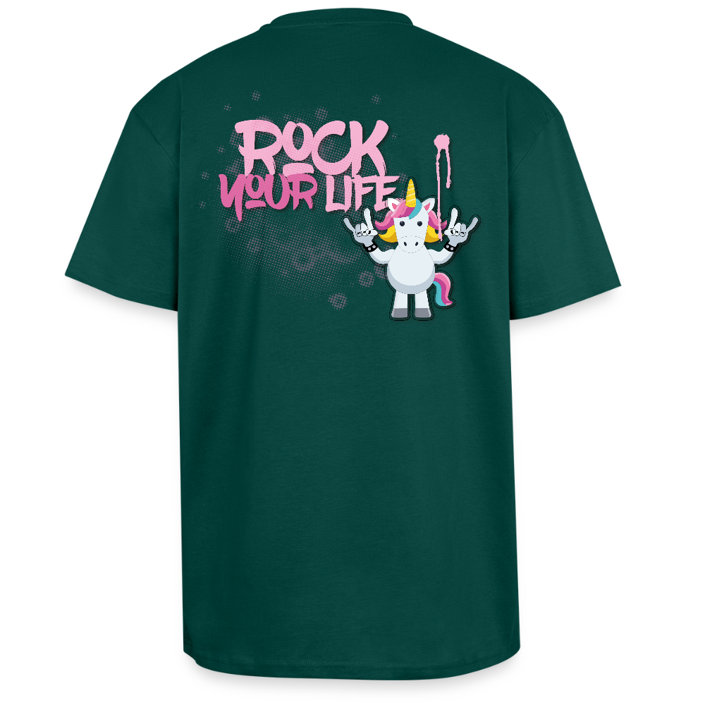 Heavy Oversize T-Shirt mit ROCK YOUR LIFE PRINT - hunter Green