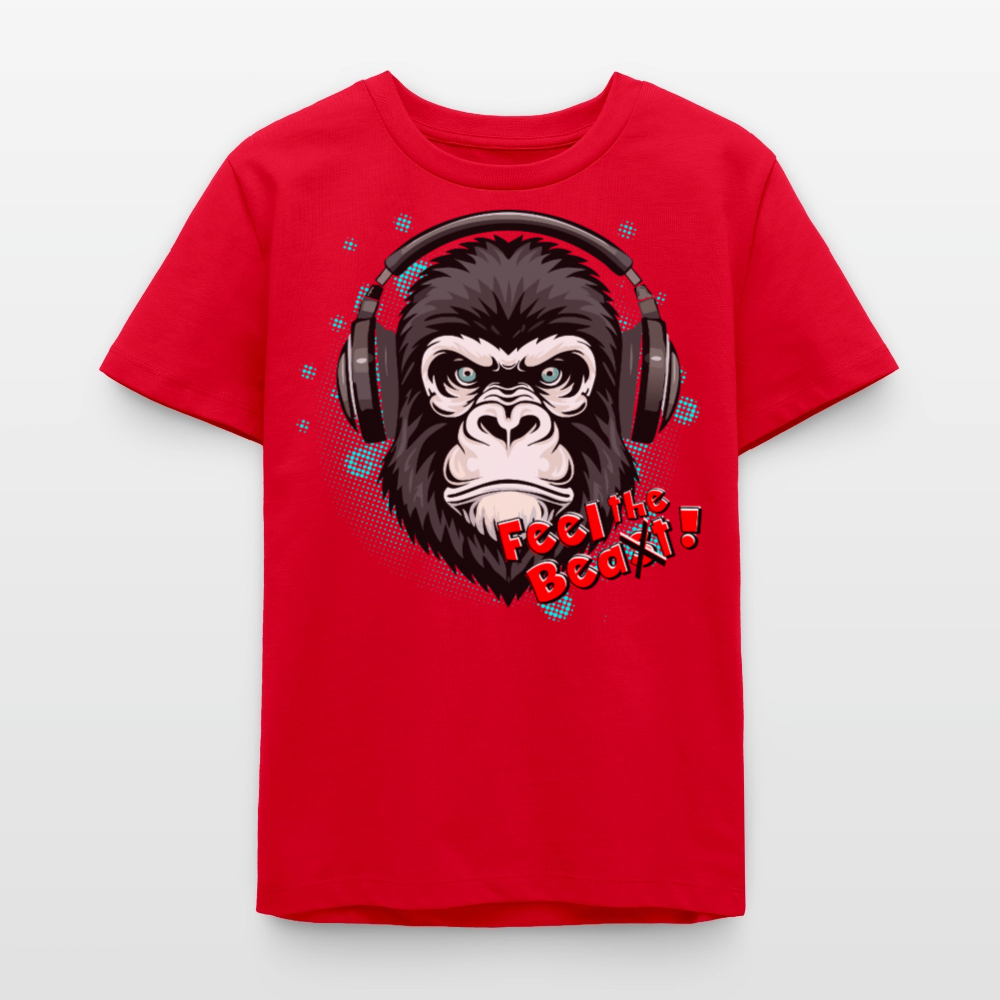 MNJS TEENS Bio T-Shirt mit FEEL THE BEA(S)T PRINT - Rot